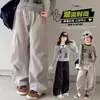 Macacão Feminino Primavera Outono 2026 Novo Estilo Crianças Médias e Grandes Moda Calça Casual Estudante Leve Cinto Calça Cargo Tendência