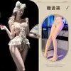 Siyueqingju Plus Size Body Sexy de Renda Bordada Recorte Quente Pequeno Busto Push-up Abertura na Virilha Pijama Feminino