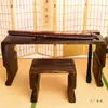 Mesa y Taburete Resonantes de Madera de Paulownia Antigua de 1.38m, Mesa de Té Integrada con Ensambles de Caja y Espiga, Mesa Tradicional China Inspirada en Zen