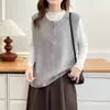 [Especial] Nueva colección otoño/invierno para mujer de talla grande: Chaleco tejido versátil de color liso con cremallera y cuello semiabierto, perfecto para usar en capas. 0989