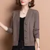 Cárdigan abrigo para madre de mediana edad para mujer 2023 Primavera y Otoño Nuevo suéter de punto exterior holgado de color liso estilo extranjero