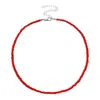Joyería Transfronteriza Europea y Americana Amazon Nuevo Collar de Cuentas de Arroz para Mujer Collar Bohemio Corto de Color Sólido Collar