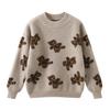 Suéter 100% Lana Pura para Hombres y Mujeres Suéter de Doble Capa para Bebé Punto de Sésamo Oso Dibujo Animado Bordado Camiseta Interior Nuevo Estilo Otoño e Invierno