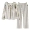 Conjunto de Pijama de Algodón Personalizado para Mujer para Primavera y Otoño con Sujetador Incorporado, Solapa, Cárdigan Suave, Mangas Largas, Adecuado para Usar Fuera o en Casa