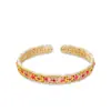 Pulseira de Prata Pura 9999 com Esmalte Pintado a Ouro Floral Estilo Novo Chinês como Presente para Namorada no Festival Qixi