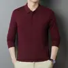 Suéter de Punto de Color Sólido Estilo Nuevo con Cuello Turn-Down para Hombres de Mediana Edad, Top Holgado de Manga Larga para Otoño e Invierno, Suéter Capa Base, Venta al por Mayor