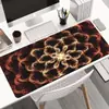 Arte Fractal Abstrata Tapete de Mesa para Esports Efeito de Luz Neon Fluida Colorida Padrão Mandala Borda Travada Base de Borracha Antiderrapante