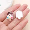 Set Mixto de 20 Divertidos Colgantes de Resina Blanca para Comida Simulación de Donut Fruta Corazón Accesorios para Joyería DIY