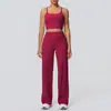 Conjunto Esportivo para Mulheres - Sutiã Esportivo Cross-Border à Prova de Choque, Calça Wide-Leg de Cintura Alta com Sensação de Segunda Pele para Yoga, Corrida e Fitness