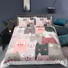 Funda de ropa de cama de tres piezas con estampado digital de gato de dibujos animados transfronteriza Amazon Europa y Estados Unidos comercio exterior vendiendo al mapa