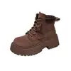 Botas de Outono/Inverno da Moda Botas Martin Femininas Sola Grossa 2026 Botas Curtas Botas de Trabalho Cadarço Botas de Algodão Aumentadoras de Altura Novo Estilo Com Algodão Versátil