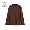 Top de forro polar de doble cara, camiseta cálida de manga larga para hombre, corte holgado, color liso, casual, hecho de forro polar alemán, camiseta interior para invierno, top de otoño
