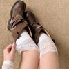 [envío gratis] medias de encaje botas hasta la rodilla otoño e invierno viento puro blanco calcetines altos japoneses calcetines hasta el muslo