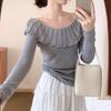Suéter Tejido Dulce con Cuello de Muñeca Coreano para Mujer 2026 Nuevo Estilo Primavera Suave Jersey de un Hombro
