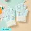 Nuevos Guantes de Invierno para Niños de 3-8 Años, Color Liso, Forro de Felpa Cálido, Engrosados, de Cinco Dedos, con Lazo para Niñas, Protección Completa contra el Frío