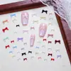 100 Mini Decoraciones de Uñas con Moños, Accesorios para Uñas de Tamaño Grande y Mediano, Pedrería para Uñas Estilo Mixto Negro y Rosa, Accesorios Pequeños