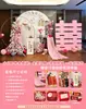 Nueva Decoración de Compromiso Estilo Chino Boda Tablero Kt Banquete de Bienvenida de Regreso Flores Artificiales Palabras Felices Juego Completo de Tablero de Fondo Globos de Pared
