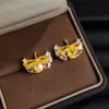 Pendientes de Zirconia Coloridos Pesados Brillantes Artesanales Estilo Retro Artístico Elegantes para Cena Pendientes Vintage de Alta Gama