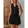 Conjunto de Dos Piezas Europeo y Americano Transfronterizo 2026 para Mujer, Ropa para Mujer Tallas Grandes, Conjunto de Chaleco con Botones de Color Sólido para Mujer