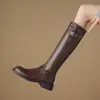Botas Altas Retro de Tacón Grueso para Mujer 2026 Tendencia Otoño/Invierno Nuevo Estilo Moda Adelgazantes Botas Altas Botas de Montar para Personas Bajas