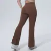 Pantalones de yoga sin costuras estilo europeo y americano Mingda con pierna acampanada, cintura alta, adelgazantes, sensación de piel desnuda, ajustados, realzan glúteos, sin enganches en la entrepierna