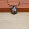Cadena de Suéter de Aleación de Bronce Retro Europea y Americana Transfronteriza Encaje de Aliento de Bebé Piedra Vidrio Flores Secas Estilo Pastoral Original