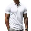 2025 Nuevo Verano Casual Color Puro Botón Manga Corta Transpirable y Cómodo Casual Holgado Deportivo Cuello Polo para Hombre