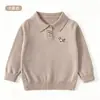Camiseta base de moda para niños con bordado de dachshund, prenda de punto tipo polo para niños, camiseta interior de punto suave de color liso