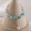 Pulsera de Perlas de Cristal de Vidrio Doble Uso con Cuentas Elástica Nicho Versátil Estilo Chino Hanfu Moda Lujo Ligero Hecho a Medida