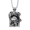Collar con Colgante Cuadrado de Calavera y Rosa Retro Vintage Europeo y Americano Transfronterizo Collar Punk Gótico para Hombres Joyería al por Mayor