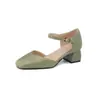 Nuevo Talla 43 Pequeño Talla Fresca Trasero Baotou 31 Hueco Comercio Exterior Tacón Medio Grueso Zapatos de Mujer Gamuza 2024 Sandalias