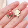 20 Piezas de Rosas Rojas Brillantes con Goteo de Aceite, Accesorios para Joyería DIY, Pulsera, Collar, Colgante, Llavero, Kit de Materiales para Colgantes Pequeños