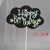 Nueva tarjeta de pastel de cumpleaños de nubes doradas rosa azul negro blanco decoración de mesa de postres fiesta de cumpleaños