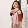 Cachecol Feminino Inverno Coreano Dongdaemun Elegante Listras Contrastantes Cachecol de Imitação de Caxemira Xale Espesso Quente Outono e Inverno