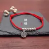 Pulseira de Corda Vermelha da Marca Silver Fortune Boa Sorte Pulseira Benmingnian Antiga Tornozeleira Extremamente Fina Simples Tecida à Mão Namorada Casal