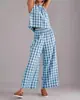 Traje Casual de Cuadros de Verano Nuevo 2026 para Mujer, Top sin Mangas + Pantalones, Venta al por Mayor Exclusiva Transfronteriza en Stock