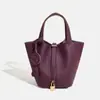 Bolso de Mano para Mujer Piel de Vaca de Primera Capa Cesta de Verduras 2025 Popular Bolso Cubo Pequeño Bolso de Mano Bolso de Mano de Gran Capacidad