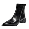 Botas de algodón peludo estilo francés con punta fina, tacón grueso y cremallera lateral para mujer, botines nuevos para otoño e invierno 2026 con tacón medio, botas elegantes de corte ajustado