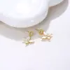 Brincos Artísticos e Doces de Flor com Borboleta de Zircônia, Acessórios de Orelha Modernos e Elegantes, Brincos com Pino de Prata Esterlina 925 com um Toque de Luxo Leve e de Alta Qualidade
