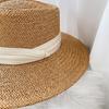 Celebridad de Internet Retro Sombrero de Copa Plano para Mujer Verano Vacaciones Junto al Mar Sombrilla Francés Plano Playa Protector Solar Sombrero de Paja Fresco