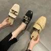 Pantuflas de Verano para Mujer para Exteriores, Medio Cubiertas, Nuevo Estilo de Verano 2025, Mocasines Planos de Punta Cuadrada para Mujer, Zapatos de Deslizamiento a la Moda