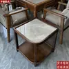 Mesa de té de mahjong en forma de abanico, estante de almacenamiento de madera maciza y losa de piedra para hotel, juego de té para sala de ajedrez y cartas, mesa de té anti-quemaduras para sala de té