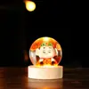 Suministro Transfronterizo Bola de Cristal de Resina Incrustada Luz Nocturna Flor Eterna Base de Madera Maciza Tallada en 3D Luminosa Regalo de Cristal