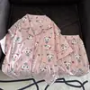 Pijama rosa a cuadros de estilo dulce para niña de verano, conjunto de dos piezas de cárdigan de manga corta y shorts de verano, ropa para el hogar en dormitorio estudiantil