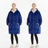 Manta Vestible con Cremallera, Bata Perezosa de Franela con Capucha y Mangas, Suéter Oversize Estilo Europeo y Americano