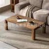 Mesa Baja Pequeña Rectangular de Madera de Olmo Estilo Wabi-Sabi Minimalista para Uso Doméstico, Mesa de Café Rectangular para Sala de Estar de Casa de Huéspedes, Mesa Lateral de Madera Natural para Sofá
