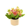 Manzanilla Pastoral Bonsái Pequeño Flor Creativa Flor de Simulación Decoración para el Hogar Estudio Decoración Planta Verde Artificial Planta en Maceta de Simulación