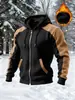 Talla Europea Hombre Invierno Polar Cálido Cuadros Cremallera Sudadera con Capucha Deportiva Casual para Hombre Corte Holgado