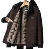 Chaqueta de invierno de chenilla de lana engrosada con cuello alto para hombre, forrada de polar, abrigo de lana cálido para personas mayores, modelo nuevo