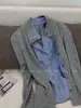 Top de punto de lino con bloques de color y patchwork para mujer M LINK, colección otoño 2026, simple y versátil, con diseño de camisa de dos piezas de imitación